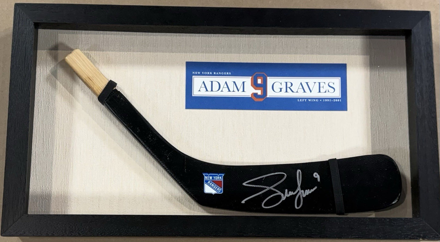 Adam Graves Signed Stick Blade Framed Shadowbox Auto Ny Rangers Team Certified