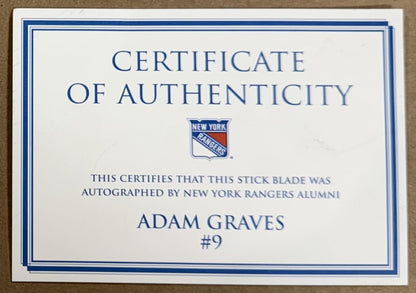 Adam Graves Signed Stick Blade Framed Shadowbox Auto Ny Rangers Team Certified