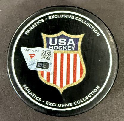 Brady Tkachuk Signed USA 2026 Olympics Hockey Puck Auto Fanatics COA Senators