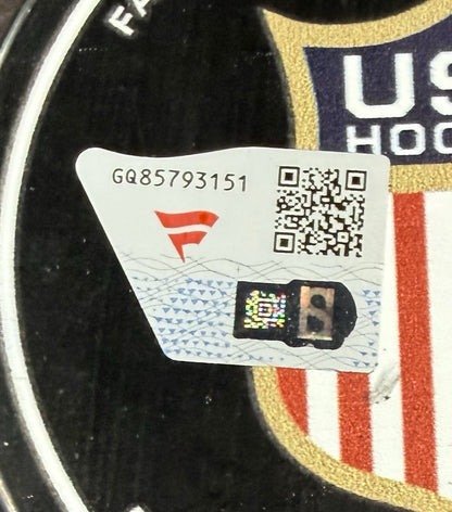 Brady Tkachuk Signed USA 2026 Olympics Hockey Puck Auto Fanatics COA Senators