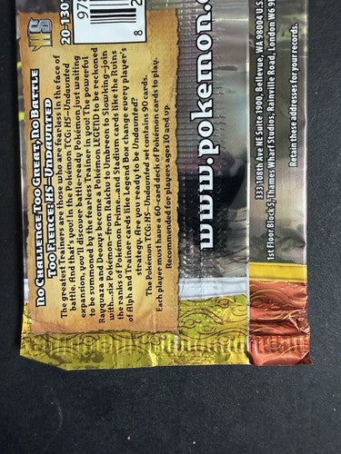 Pokemon TCG HS Undaunted SOULSILVER Booster Pack Sealed BOX FRESH NEW