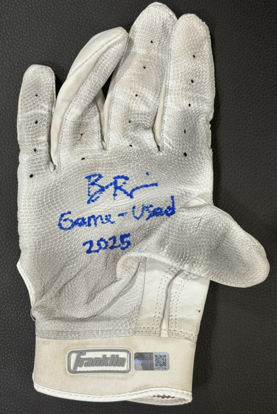 Ben Rice Yankees Signed Game Used Franklin Batting Gloves 2025 Auto Steiner COA