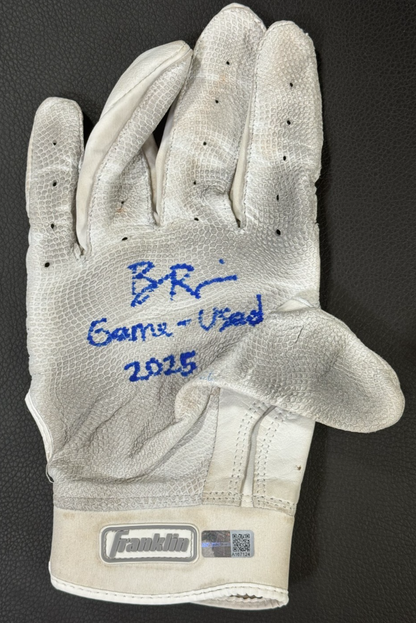 Ben Rice Yankees Signed Game Used Franklin Batting Gloves 2025 Auto Steiner COA