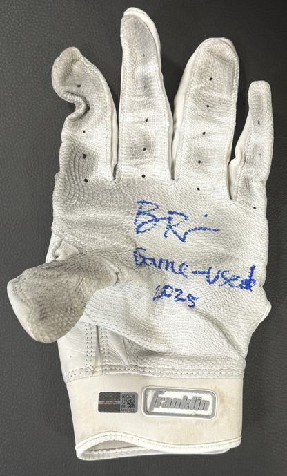 Ben Rice Yankees Signed Game Used Franklin Batting Gloves 2025 Auto Steiner COA
