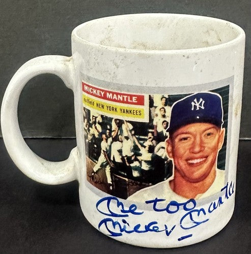 Mickey Mantle Greer Johnson Signed 1956 Topps Card Boob Mug Yankees Auto PSA 1/1