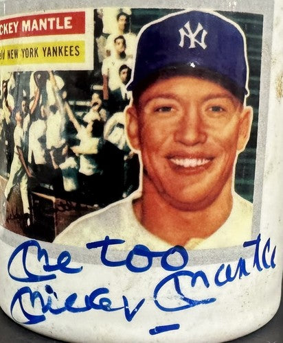 Mickey Mantle Greer Johnson Signed 1956 Topps Card Boob Mug Yankees Auto PSA 1/1
