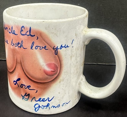 Mickey Mantle Greer Johnson Signed 1956 Topps Card Boob Mug Yankees Auto PSA 1/1