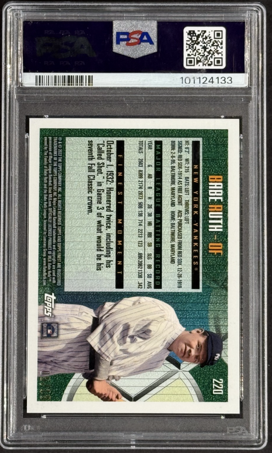 2022 Finest Flashbacks Babe Ruth SP Rose Gold Refractor #220 /15 PSA 9 Yankees
