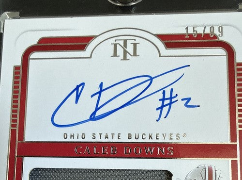 2025 National Treasures Collegiate Caleb Downs Patch ON CARD Auto /99 Ohio State