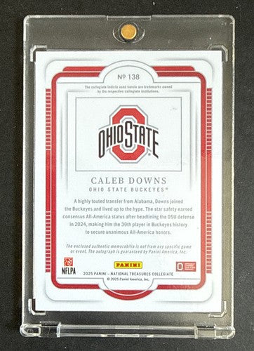 2025 National Treasures Collegiate Caleb Downs Patch ON CARD Auto /99 Ohio State