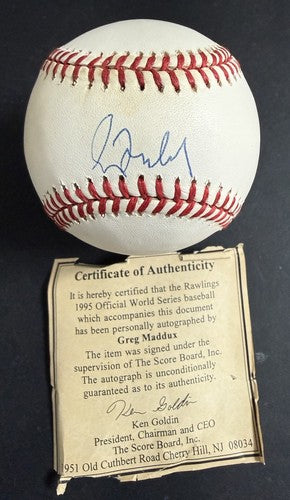 Greg Maddux Signed Official 1995 World Series Baseball Goldin Coa Braves HOF