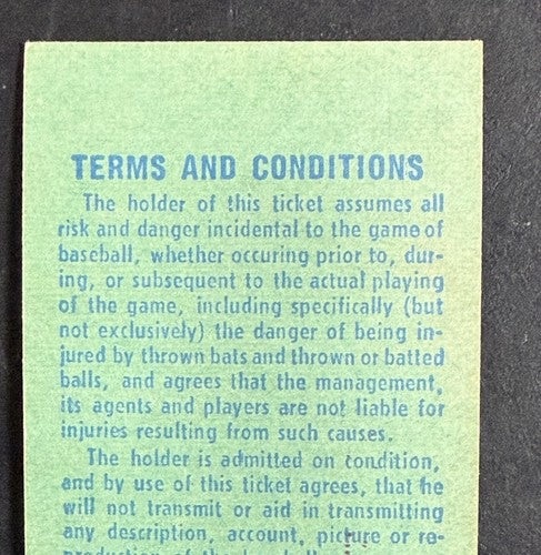 August 2 1969 Ticket Stub Tom Seaver 1st Pinch Runner & Only Mets win 1-0 Nm