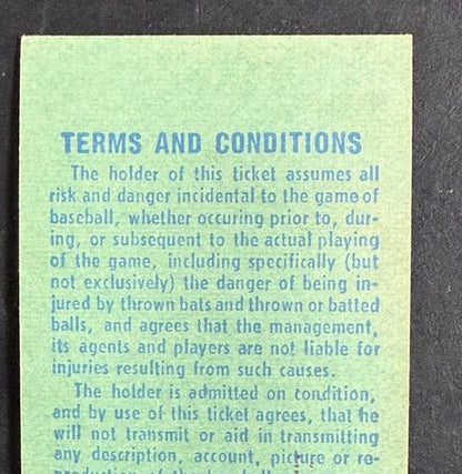 August 2 1969 Ticket Stub Tom Seaver 1st Pinch Runner & Only Mets win 1-0 Nm