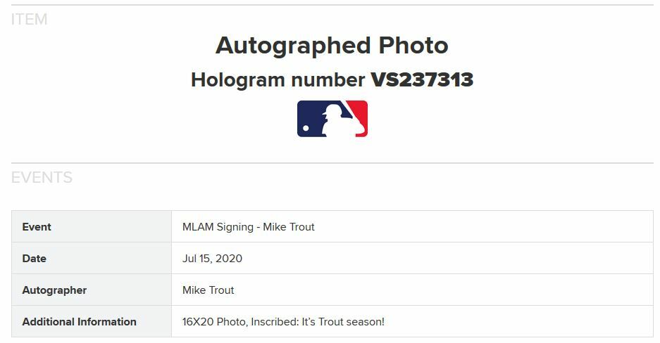 Mike Trout 16x20 Signed Its Trout Season auto Framed MLB Holo COA Citi Field MVP