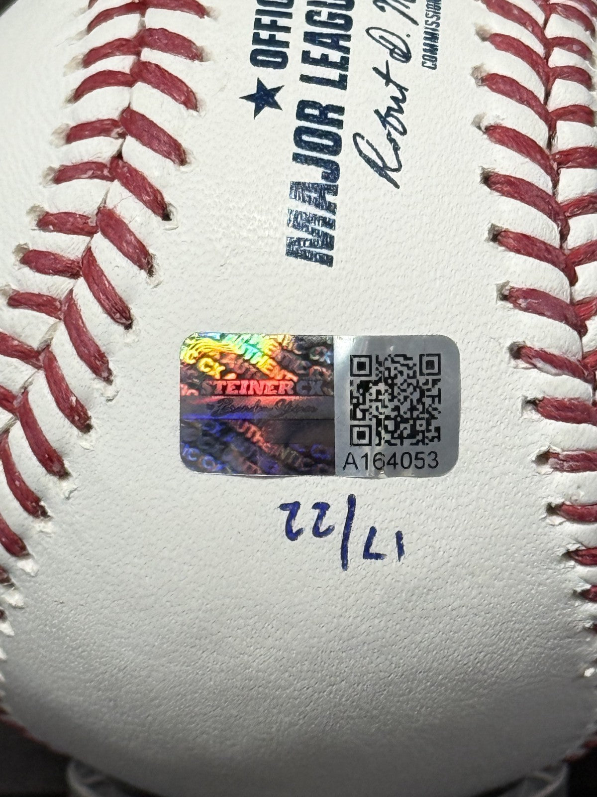 Ben Rice Signed Official Baseball Yankees Mlb Debut 1st Hit Auto /22 Steiner COA