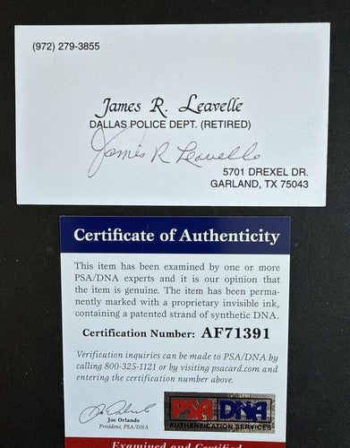 James Leavelle Signed Dallas Police Dept Business Card Auto Oswald / Kennedy Psa
