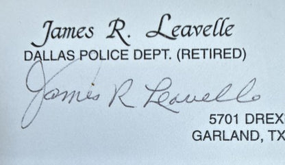 James Leavelle Signed Dallas Police Dept Business Card Auto Oswald / Kennedy Psa