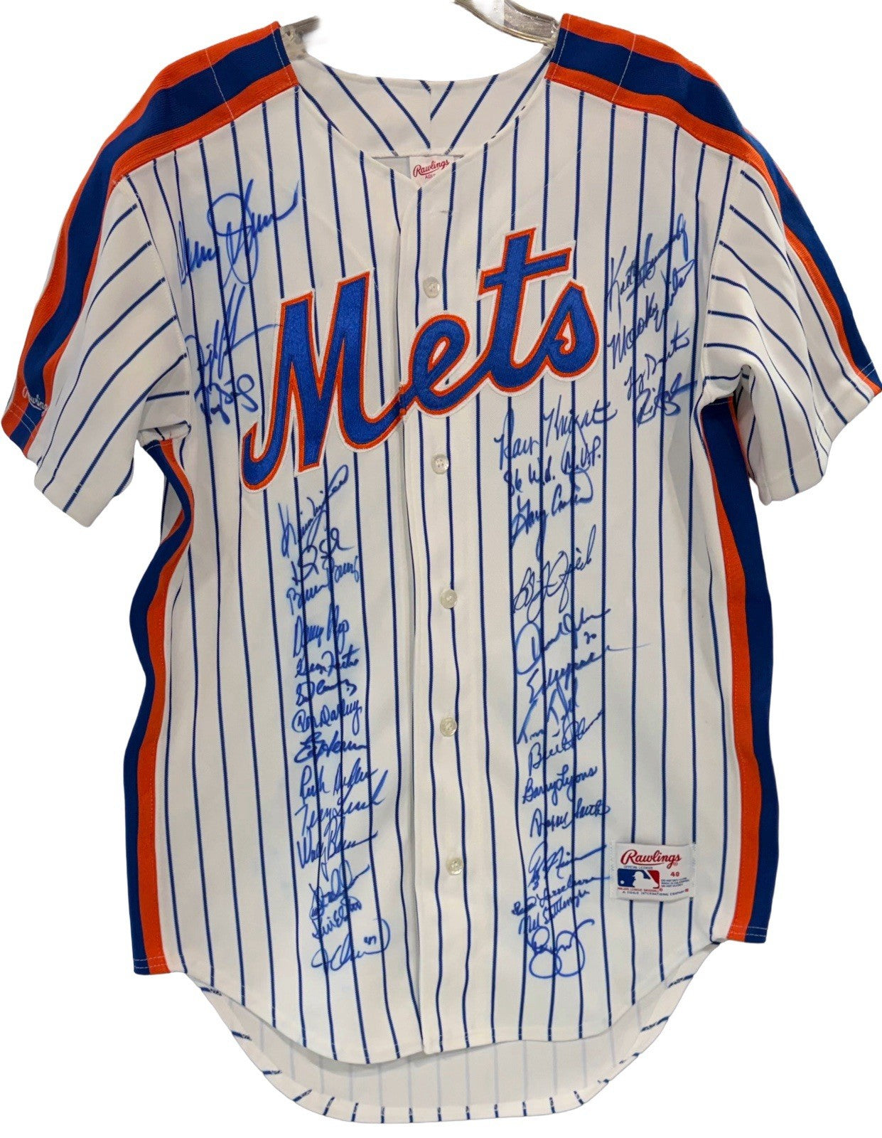 1986 Mets Team Signed Authentic Mets Jersey 34 Auto Hernandez Carter PSA 9 COA