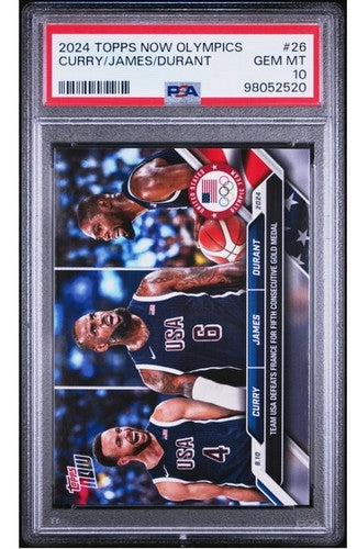 2024 Topps Now Olympics Steph Curry LeBron James Durant PSA 10 Gem Mint Team USA