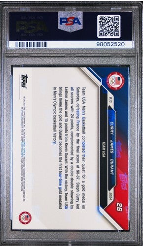 2024 Topps Now Olympics Steph Curry LeBron James Durant PSA 10 Gem Mint Team USA