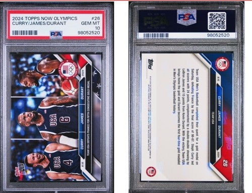 2024 Topps Now Olympics Steph Curry LeBron James Durant PSA 10 Gem Mint Team USA