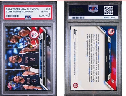 2024 Topps Now Olympics Steph Curry LeBron James Durant PSA 10 Gem Mint Team USA