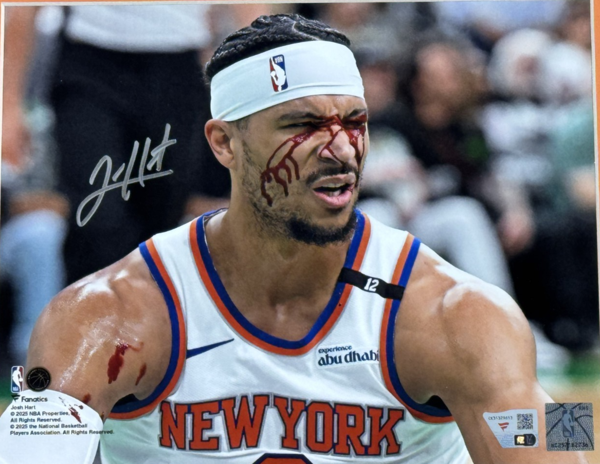 Josh Hart Signed 8x10 Framed Bleeding Playoff Photo NY Knicks Auto Fanatics COA