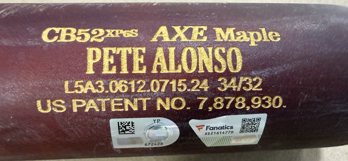Pete Alonso Signed Game Used Chandler Axe Bat Mets Polar Bear Auto Fanatics MLB