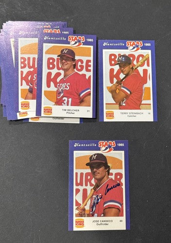 Jose Canseco Signed 1985 Huntsville Stars Jennings Rookie Mint Auto W/Set Coa