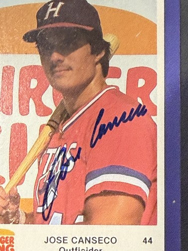 Jose Canseco Signed 1985 Huntsville Stars Jennings Rookie Mint Auto W/Set Coa
