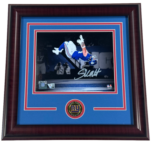 Cam Skattebo Signed 8x10 Framed Photo NY Giants TD Back Flip Auto Fanatics COA