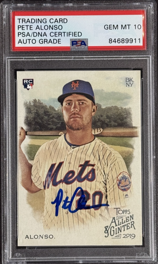 Pete Alonso Signed 2019 Allen & Ginter RC PSA 10 Auto Grade Mets Orioles Rookie