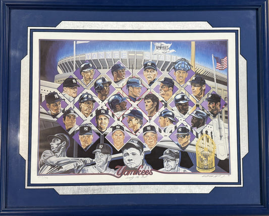 NY Yankees Simply the Best 27x21 Lithograph Bill Lopa Signed Framed LE /1998 Ws