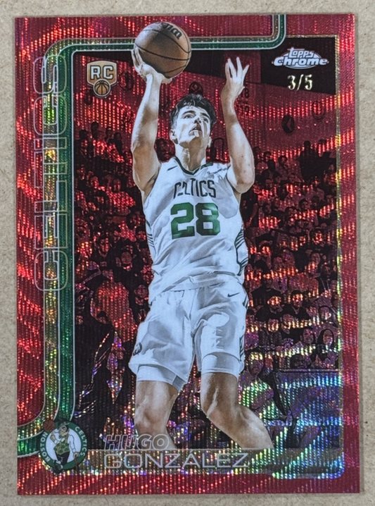 2025-26 Topps Chrome Hugo Gonzalez Red Pulsar LE /5 Boston Celtics RC Mint