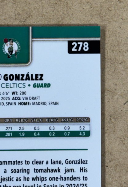 2025-26 Topps Chrome Hugo Gonzalez Red Pulsar LE /5 Boston Celtics RC Mint