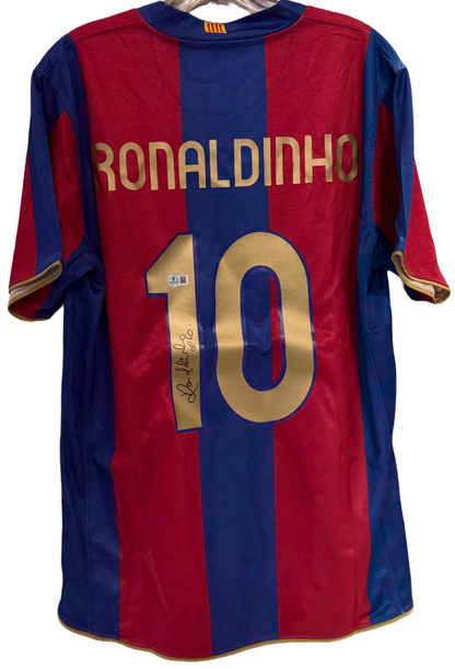 Ronaldinho Signed Commemorative Camp Nou Barcelona Nike Fit Jersey Auto BAS COA