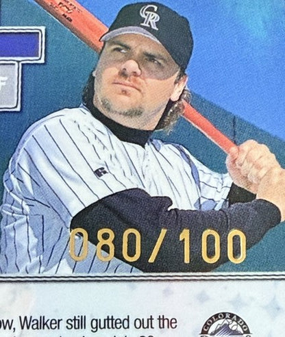 1999 Topps Finest Larry Walker #205 Gold Refractor 080/100 Mint  HOF Rockies