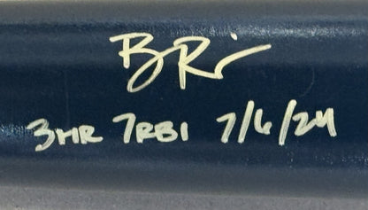 Ben Rice Signed Louisville Slugger Game Model Bat Yankees 3 Hr 7rbi Auto Steiner