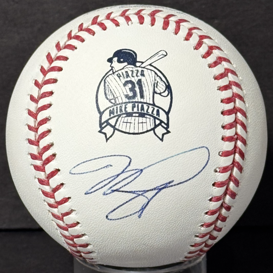Mike Piazza Signed #31 Retirement Logo Baseball MLB & Fanatics Coa Ny Mets HOF