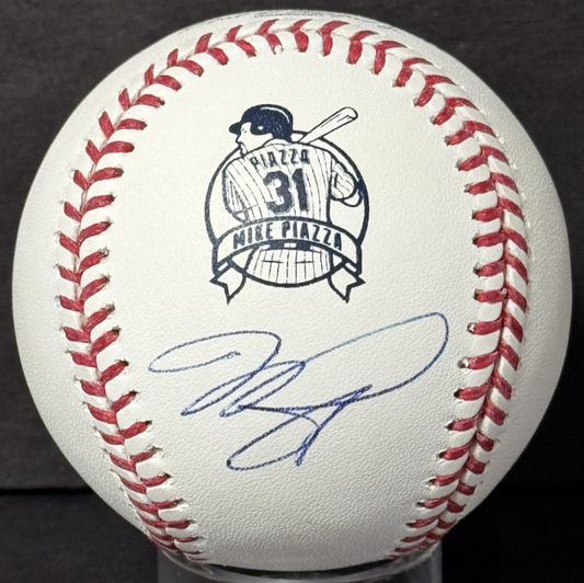 Mike Piazza Signed #31 Retirement Logo Baseball MLB & Fanatics Coa Ny Mets HOF