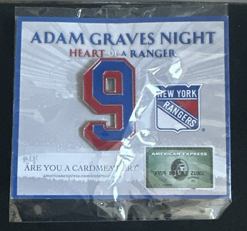 ADAM GRAVES NY RANGERS RETIREMENT NIGHT PIN #9 MSG Mint Sealed HEART OF A RANGER