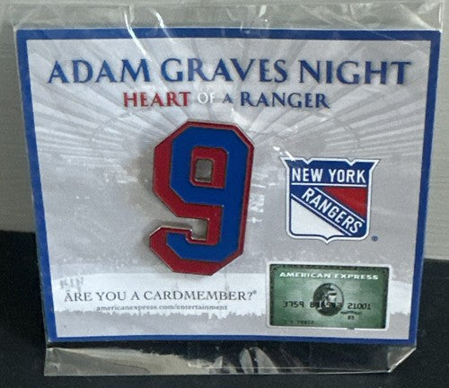 ADAM GRAVES NY RANGERS RETIREMENT NIGHT PIN #9 MSG Mint Sealed HEART OF A RANGER