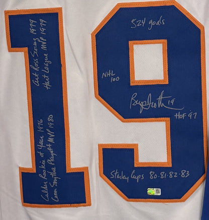 Bryan Trottier Signed Jersey 8 Stat MVP HOF ROY 524 AUTO Islanders Steiner COA