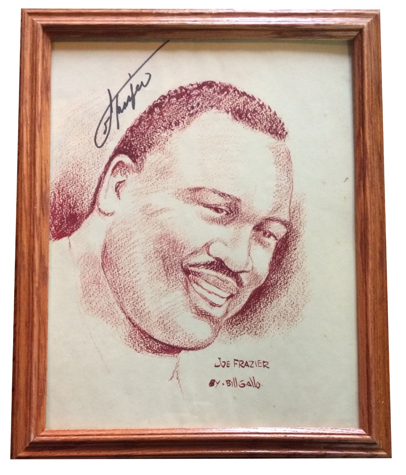 Joe Frazier Signed 11X14 Drawing Photo Framed Boxing Hof Bill Gallo CBM COA