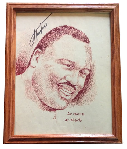 Joe Frazier Signed 11X14 Drawing Photo Framed Boxing Hof Bill Gallo CBM COA