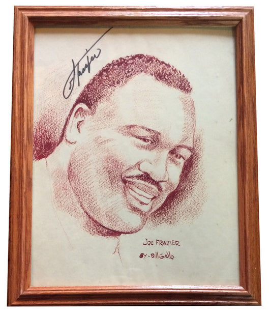 Joe Frazier Signed 11X14 Drawing Photo Framed Boxing Hof Bill Gallo CBM COA