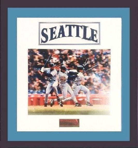 Alex Rodriguez Signed 16x20 & Game Worn Mariners Letter "L" Patch Framed / 7 UDA