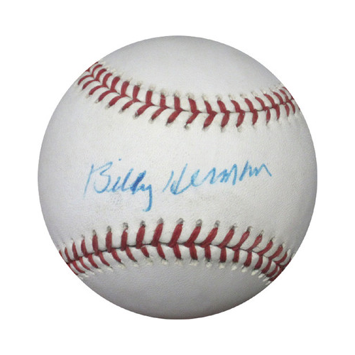 Billy Herman Signed ONL Giamatti Baseball Brooklyn Dodgers hof  Auto cbm COA