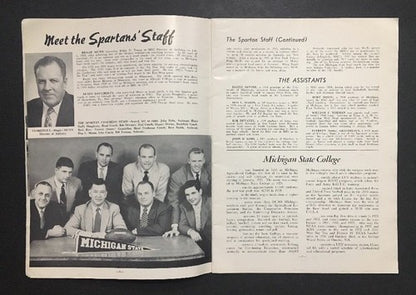 1954 Indiana vs Michigan State Ncaa Football Official Program Memorial Stadium
