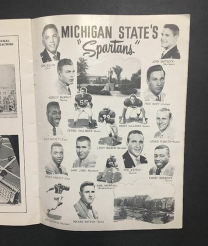 1954 Indiana vs Michigan State Ncaa Football Official Program Memorial Stadium